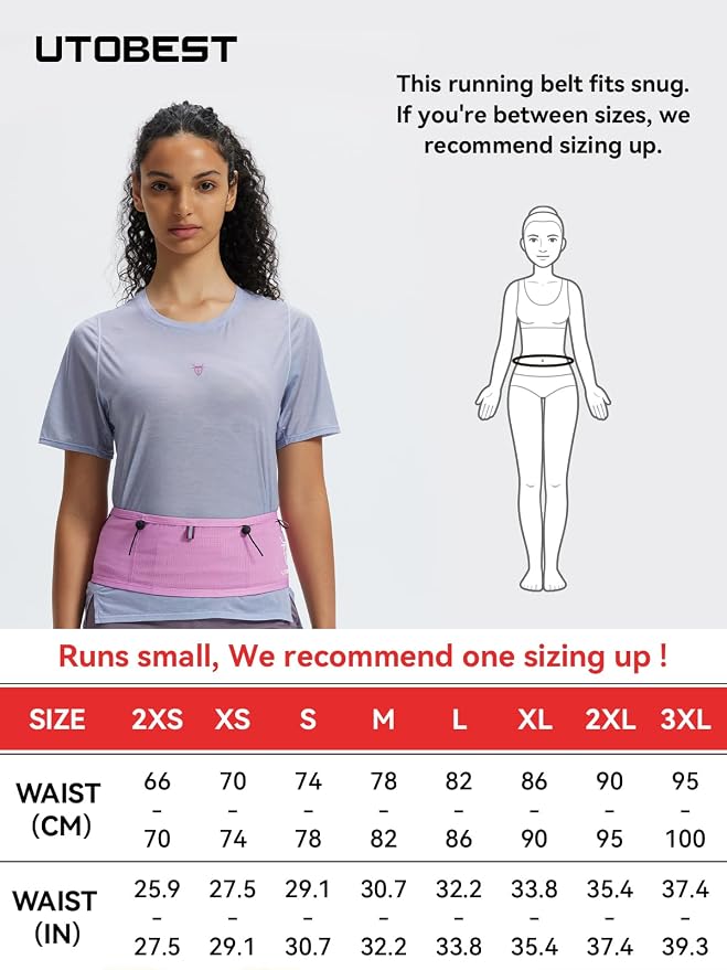 UTOBEST Running Belt for Men & Women, Bounce-Free Running Waist Pack Fits All Phones, 4-Pocket No Zipper Trail Running Belt Fits 500ml Soft Flask, Pole Carry Straps for Race, Trail (B7 Pro-Green, S)