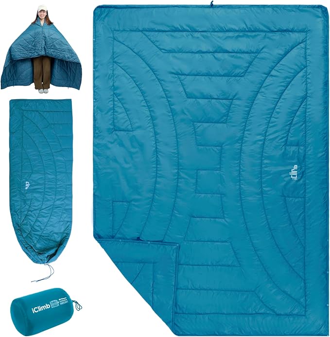 iClimb 1 3M Thinsulate Insulation Warm Blanket and 1 3M Thinsulate Insulation Sleeping Bag, Ultralight Compact for Adults Outdoor Camping Backpacking Hiking