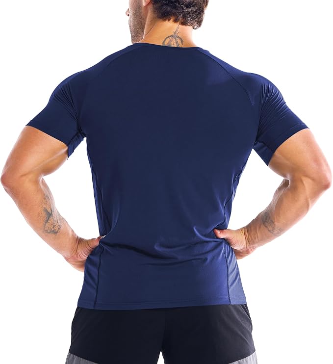 BROKIG Men Fitted Workout Gym Shirts-Lightweight Muscle T Shirts,Moisture Wicking Short Sleeve Tops for Running
