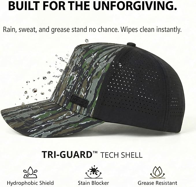 TOP-EX Performance Baseball Hat for Men Water Resistant Golf Cap Running Cooling Snapback Laser Perforated