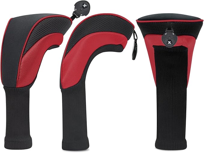 Golf Club Head Covers for Woods 3/4/5/6 Pieces Long Neck Mesh Sports Golf Club Headcovers Set with Interchangeable No. Tags 3 4 5 6 7 X Golf Accessories for Men Women