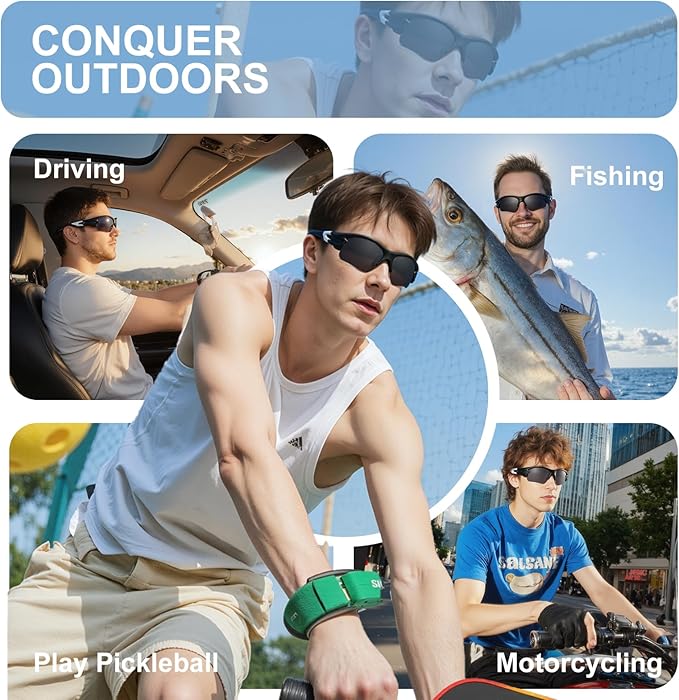 Attractive Bifocal Reading Sunglasses for Men, Durable TR90 Semi Rimless Wrap Around Design Sun Readers, UV400 Near-Far Sun Glass Built in Outdoor Sports/Driving/Finshing Dark Glasses, +1.25