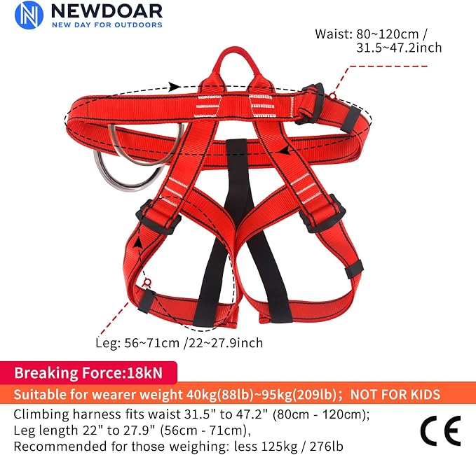 NewDoar Climbing Harness, Mountaineering Rock Climbing Harness, Half Body Harness for Rappelling Fire Rescuing Tree Climbing