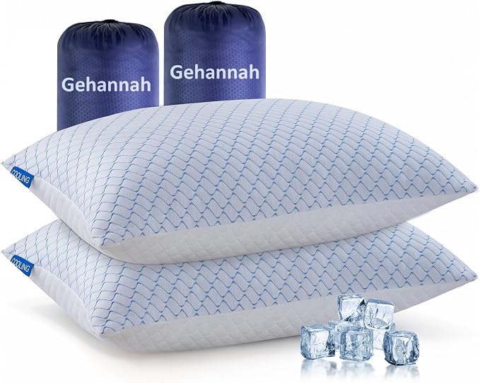 Travel Pillow - Large 2 Pack Compressible Camping Pillow for Sleeping - Shredded Memory Foam with 2 Storage Bags - Supportive for Adults, Kids, Outdoor, Backpacking, Hiking Gear