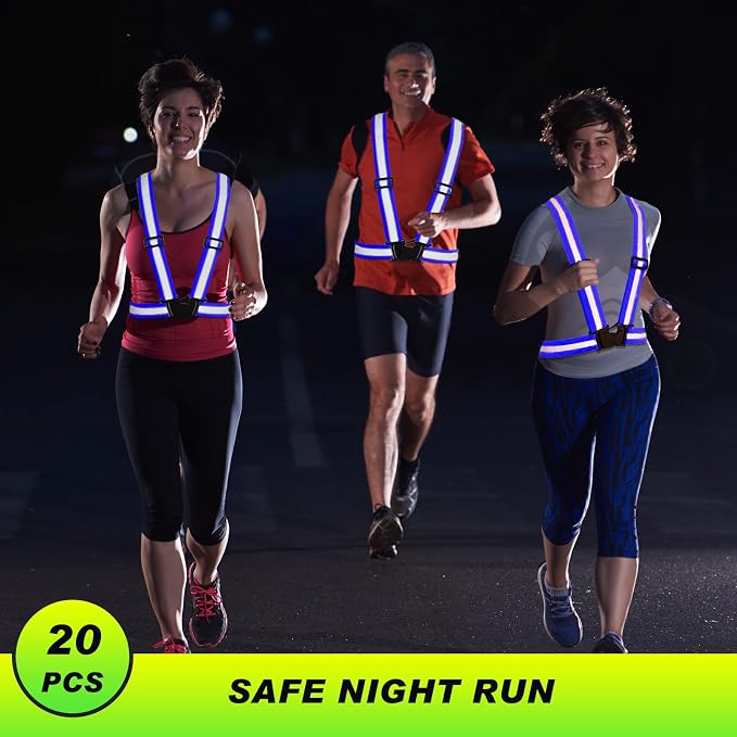 Hercicy 20 Pcs Reflective Vest High Visibility Safety Vests, Adjustable Running Gear Straps Lightweight Reflector for Construction (Blue)