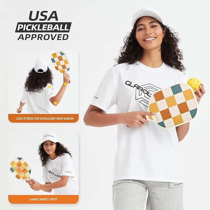 Pickleball Paddles Set of 2 | 4 Pickleball Rackets, USAPA Approved Pickleball Set, Fiberglass | Carbon Fiber Surface & 13 mm PP Honeycomb Core,4 Indoor & Outdoor Pickle Balls