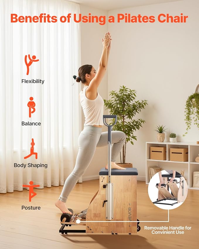 VEVOR Pilates Reformer Foldable, Suitable for Intermediate and Beginners Users, Pilates Equipment for Home Gym Studio Use with 4 Adjustable Resistance Spring, Up to 400 LBS