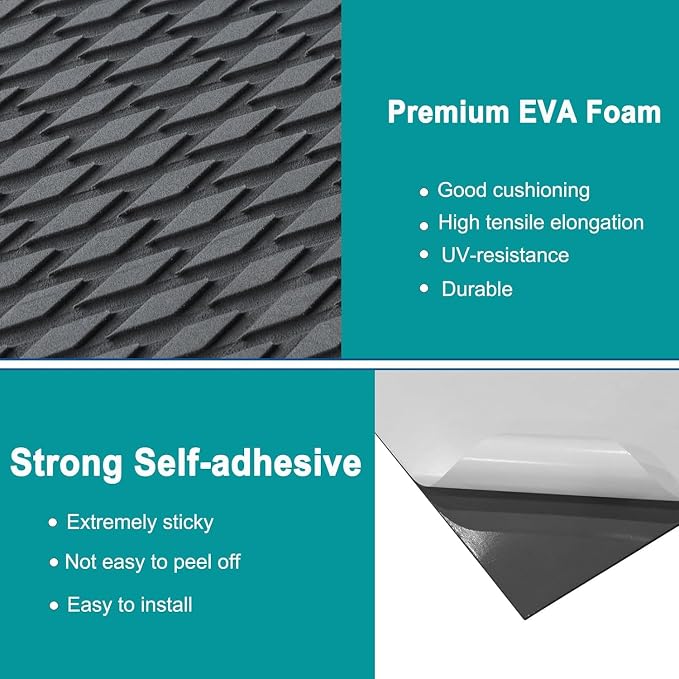 Hjdeck Boat Flooring EVA Foam Boat Decking Marine Carpet Non-Slip Decking Sheet Self-Adhesive Marine Flooring for Fishing Boat Kayak Yacht RV Swimming Pool Golf Cart 94.5"x23.6"/16.1"/11.8"