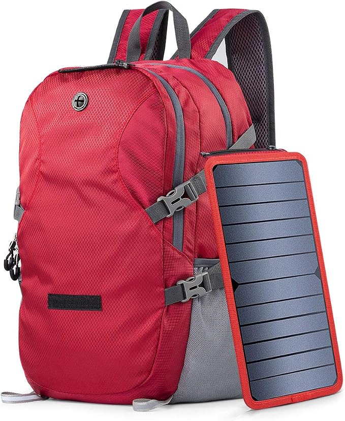 Solar Backpack Foldable Hiking Daypack With 5V Power Supply