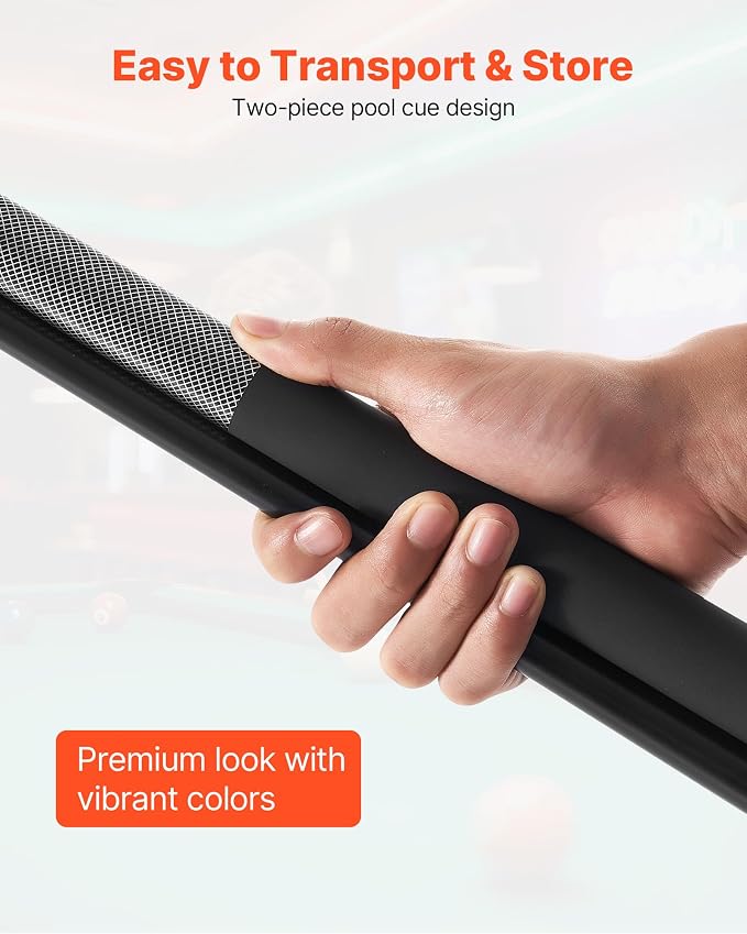 VEVOR Pool Cue, Pool Stick, 58 inch Billiard Pools Cue Stick with Multi-Layer Tip & ABS Connection Ring, Cues Sticks for Professional Pool Table, Bar, Home, Office