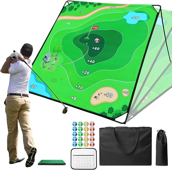 Golf Chipping Game Set, 71"x71" Golf Game for Battle Outdoor, Chipping Pong for Backyard with Sticky Balls & Storage Bag