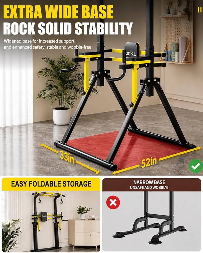 Foldable Pull Up Bar Free Standing, Upgraded Free Standing Pull Up Bar Station, Multi-function Power Tower Dip Bar, Assistance Bands Home Gym Strength Training Equipment