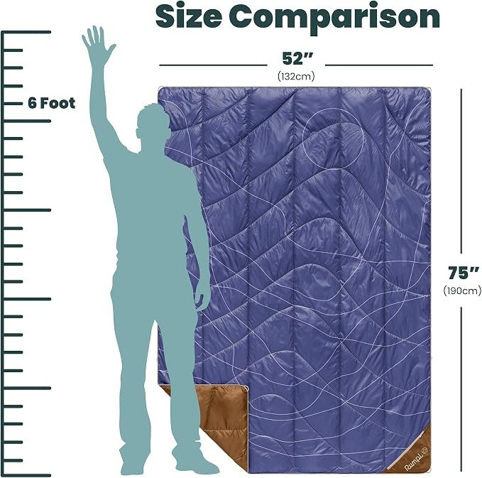 Rumpl Backcountry Puffy Blanket, Ultra-Portable and Lightweight Adventure Blanket, 1-Person (52x75 inches), Trace Valley Marionberry