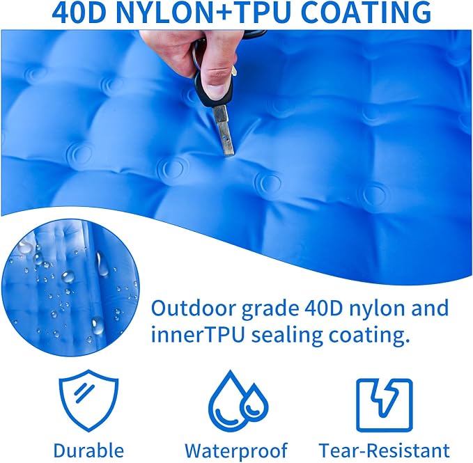 SEVNPRIME 78in x 29in x 5in Camping Sleeping Pad, Upgraded Durable Waterproof Compact Traveling Air Mattress, Built-in Foot Pump, Ultralight Inflatable Sleeping Mat for Backpacking, Hiking