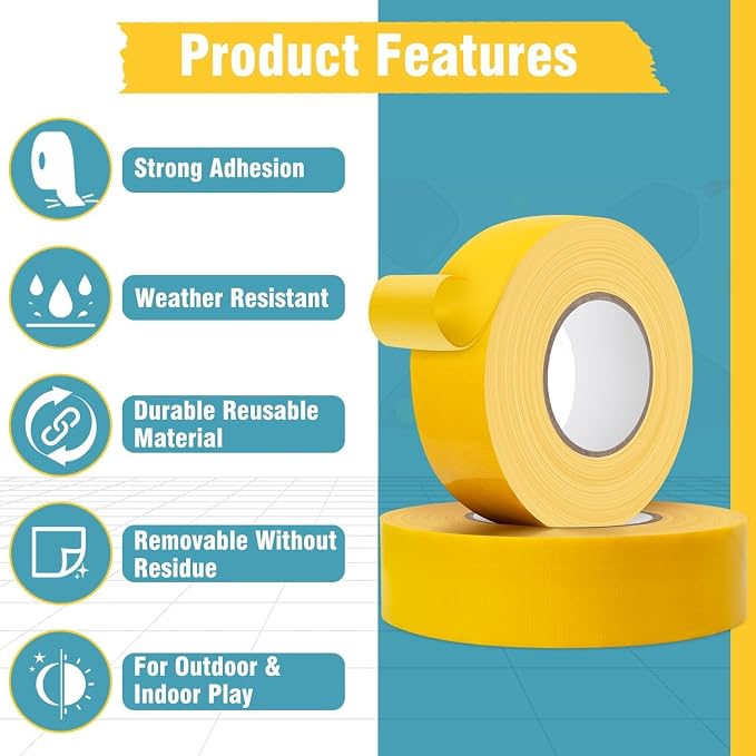 Pickleball Tape for Outdoor Court, 2in x 300FT Temporary Pickleball Court Lines, Court Marking Kit for Pickleball, Basketball, Badminton