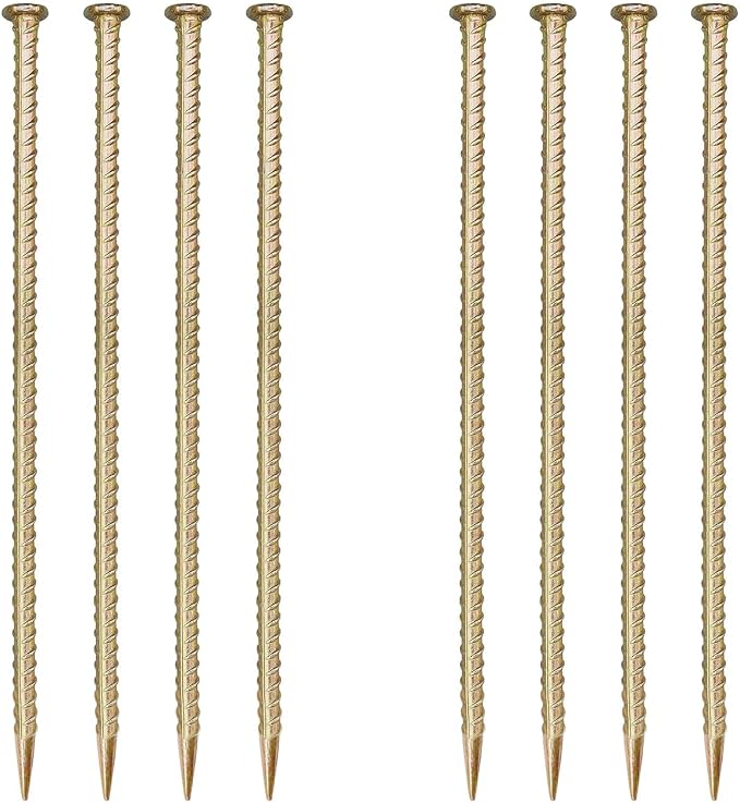 16 Inch Rebar Stakes,8 Pack Metal Rebar Support，1/2 Inch Diameter Galvanized Steel Ground Anchors，Heavy Duty Plant Support Garden Stake for Speed Bump, Wheel Stop, Tent...