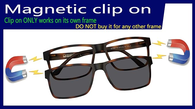 Circleperson Clip on Sunglasses for Men Magnetic glasses 2 in 1 Polarized Big Size 57-16-142