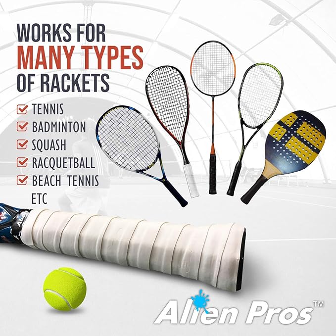 ALIEN PROS Tennis Racket Grip Tape - Precut and Dry Feel Tennis Grip - Tennis Overgrip Grip Tape Tennis Racket - Wrap Your Racquet for High Performance