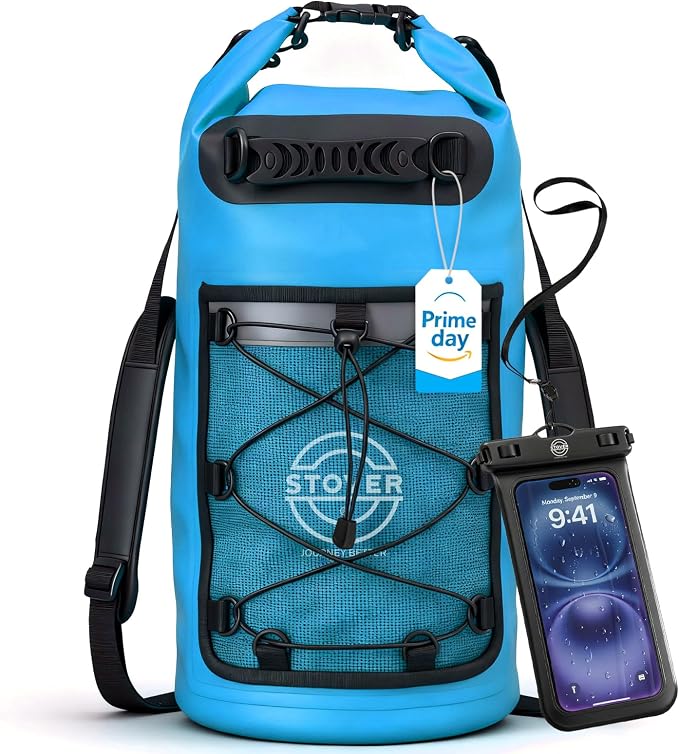 STOVER 5/10/25/30/40/55L Waterproof Dry Bag- Roll-Top Backpack w/Phone Case- Kayaking, Hiking, Camping, Boating- Men/Women