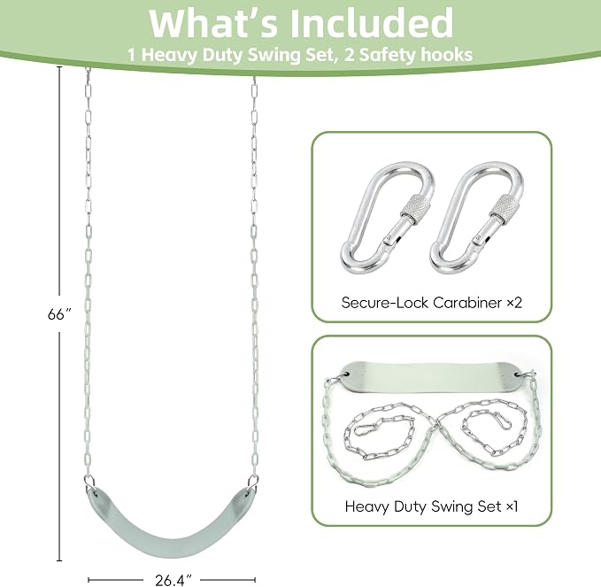Heavy Duty 66 Inches Chain Plastic Coated Swing Seat Replacement Swing Set Accessories Outdoor Glow in The Dark