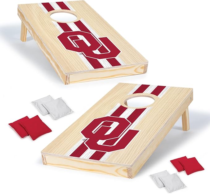 Wild Sports College Portable Size 1' x 2' Solid Wood Cornhole Set with Direct Print HD Team Graphics – Travel Size