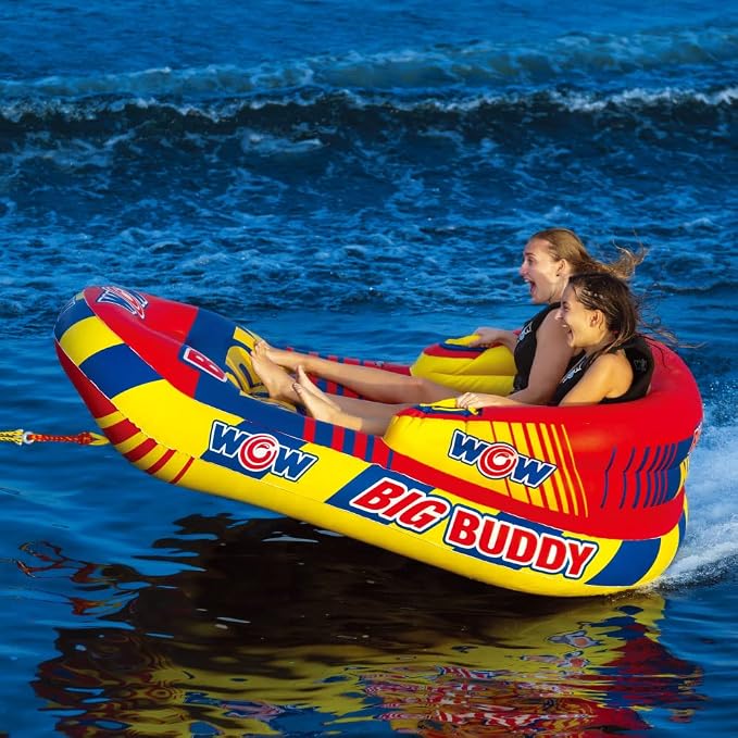 Wow Sports Big Buddy Inflatable Towable Deck Tube - 2 Person - 340 lb Capacity - for Boating - Kids & Adults