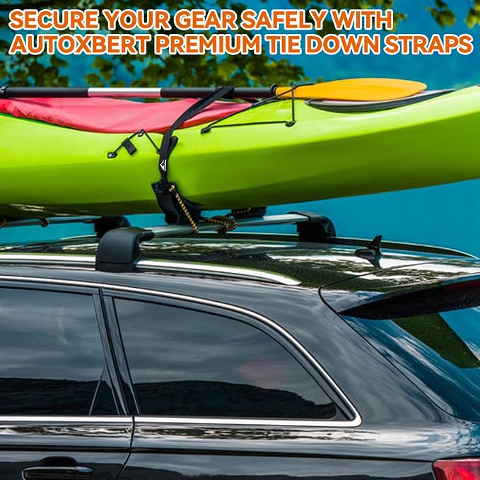 4PK 1" x15ft Surfboard Tie Down Straps Heavy Duty Roof Rack Lashing Straps | 700lbs max break strength cambuckle cords;safely secure kayaks,canoes,SUP paddle boards,and cargo without any paint scratches