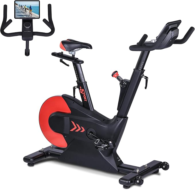 Exercise Bike, Magnetic Indoor Cycling Bike with 28Lbs Flywheel & Smart Resistance, 276LBS Capacity Stationary Bike with LCD Monitor, IPad Mount & App Connectivity