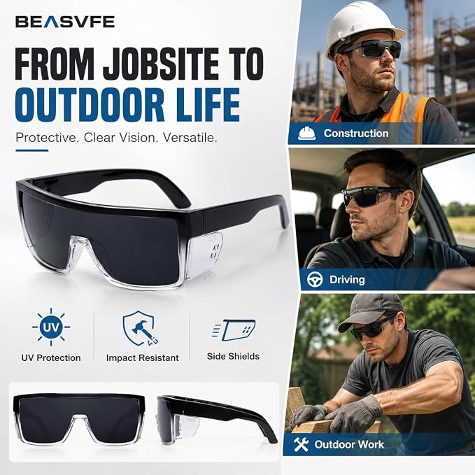 Polarized Safety Sunglasses UV400 Protection ANSI Z87.1 Certified