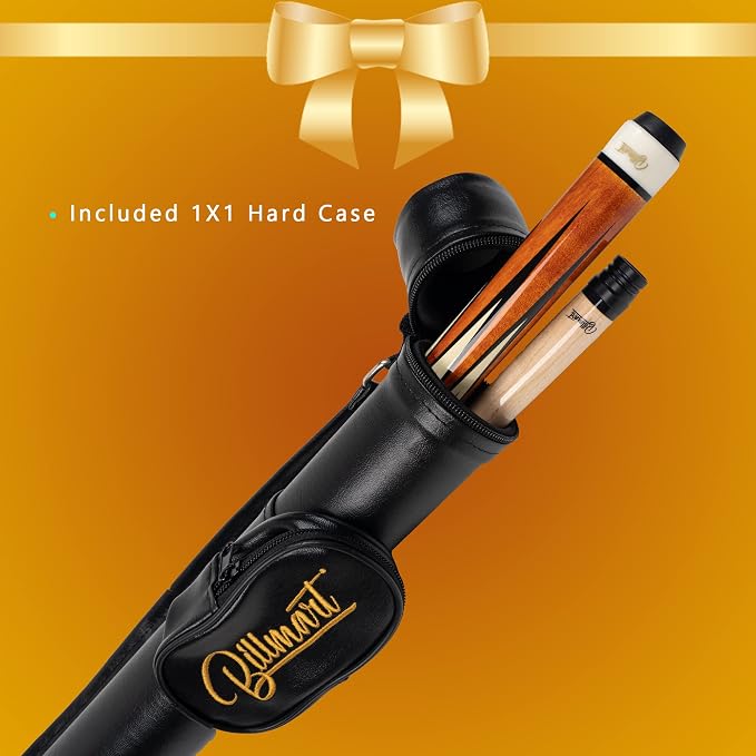 Billmart Pool Cue Stick, Low Deflection Shaft Billiard Cue Sticks with Hard Case, Pool Table Sticks Queue, 19-21 oz Pool Que