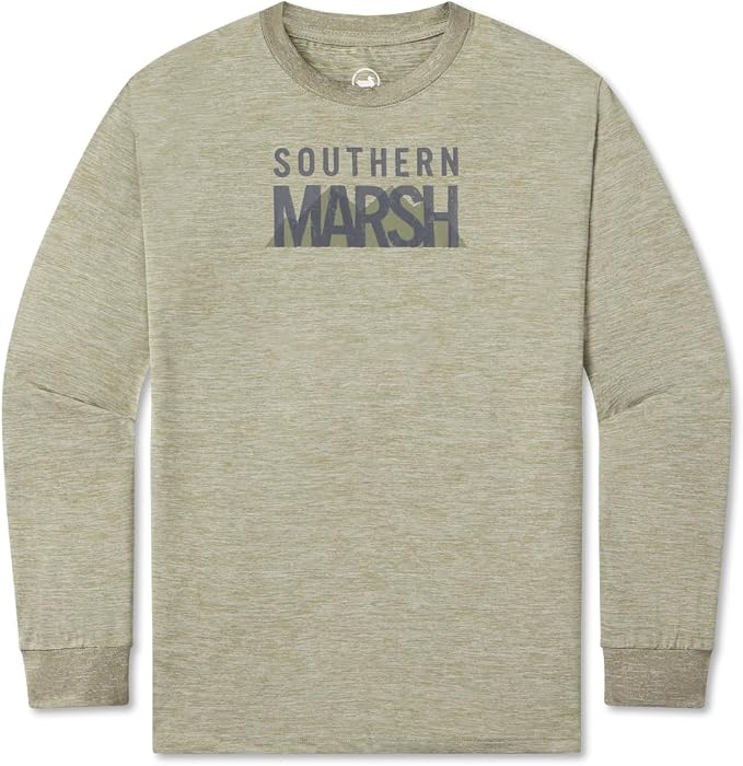 Southern Marsh Men’s FieldTec Heathered Performance - Marsh Mountains T-Shirt – Long Sleeve Casual Graphic Tee