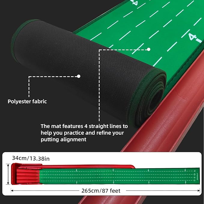 Crestgolf Professional Golf Practice Mat with Physical Feedback System – Engineer-Grade Composite, Automatic Ball Return,8 feet Suitable for Indoor Practice of Putting(Putting Green Golf Game Gift)
