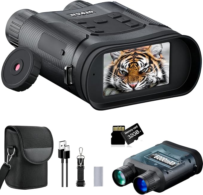 Nightiger Night Vision Binoculars 4K 6000mAh Rechargeable Night Vision Goggles High Resolution Optics FHD Night Vision Camera for Bird Watching Football Games Match Travel