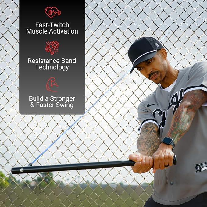 Power Swing Pro Resistance Swing Training Bat Baseball Softball Cricket Training Aid, 5 Adjustable Resistance Bands, Swing Path, Strength, & Bat Speed for All Ages, at Home Training