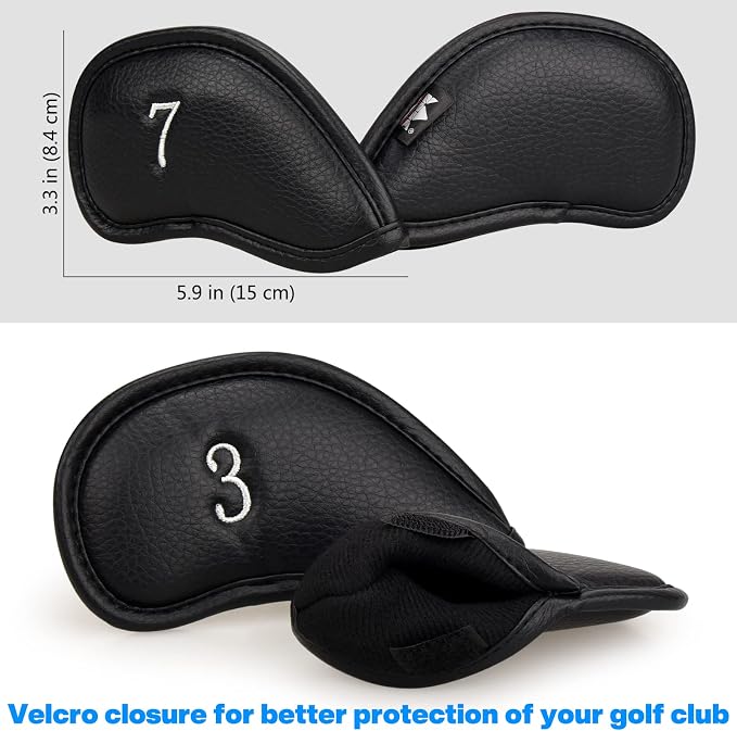 CRAFTSMAN GOLF 12pcs or 1pc Thick Synthetic Leather Golf Iron Head Covers Set Headcover Fit All Brands Callaway Ping Taylormade Cobra Etc. Also Custom Name