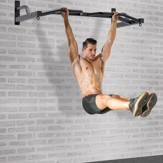 Kipika 48" Ceiling Mounted Pull Up Bar, Heavy Duty Multi-Grip Chin Up Bar,Mounted Pullup Bar, Adjustable Height, Pull Up Bands for Chin Ups & Body Stretching, Ideal for Home Gym and Strength Training