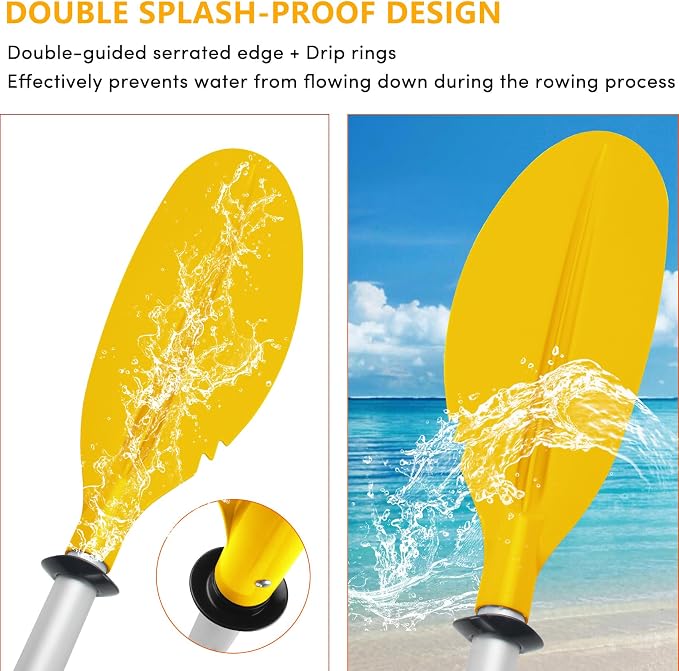 Kayak Paddle,88in 4 Pieces Boat Oars Kayak Paddles,Heavy Duty Aluminum Alloy Shaft Float Lightweight Detachable Adjustable Fishing Kayak Paddle for Adults with Paddle Leash(8 Color ，1Pack,2Pack)