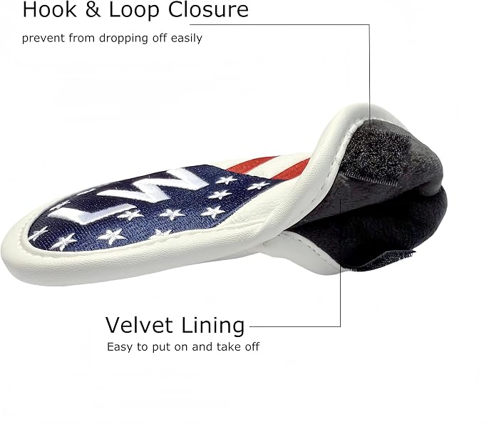 Patriotism US Flag Golf Iron Covers Premium Leather Iron Head Covers Set Headcover 4 5 6 7 8 9 PW SW AW LW Wedge Iron Club Covers fits for Most Brands