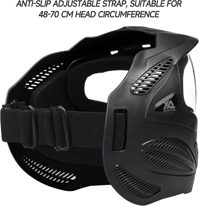 Xaegistac Paintball Mask-Intergrated Sun Visor Airsoft Mask, Wide Field of View, Anti Fog, Adjustable Headband for Paintball, Airsoft