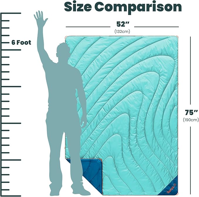 Rumpl Original Puffy 1-Person Blanket for Camping and Outdoors, Seafoam