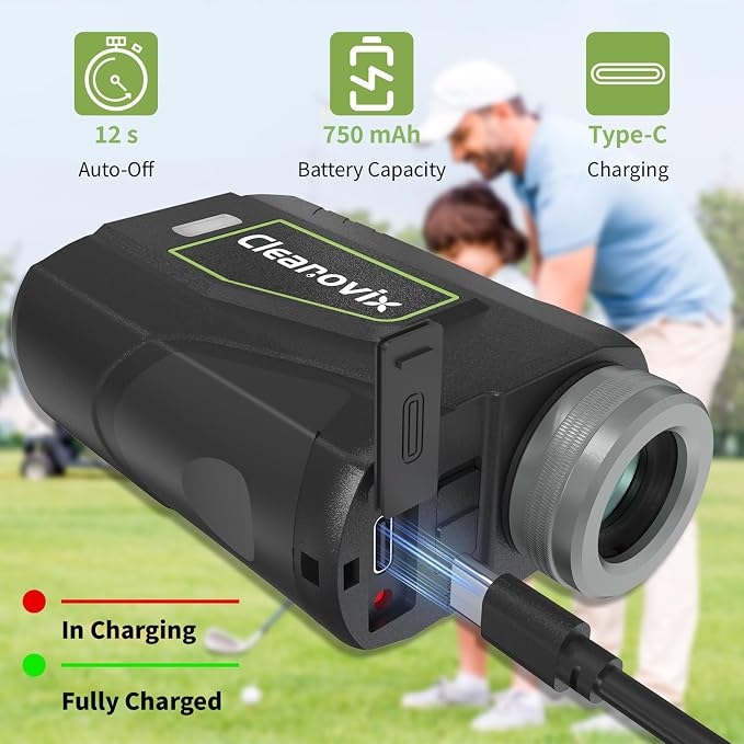 Golf Rangefinder & Hunting Range Finder with Slope Switch, 1300 Yards, 6X Magnification, Rechargeable Battery, Magnet Stripe, Flag Pole Locking Vibration, Golfing Accessories for Men