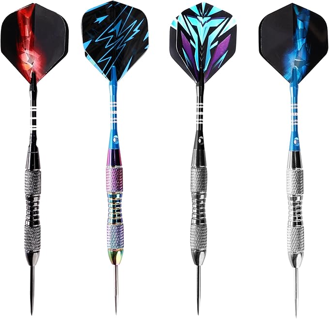 WINSDART Darts Metal Tip Set Professional Metal Darts for Dartboard Steel Tip Darts with Nonslip Iron Barrel Aluminum Dart Shafts,Extra Flights,Dart Sharpener,Gift Box