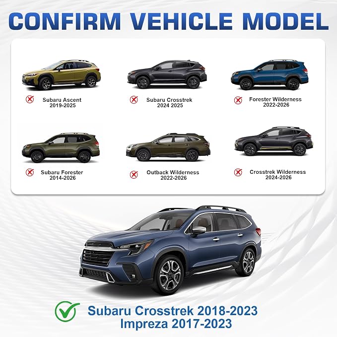 Roof Rack Cross Bars Compatible with Subaru Crosstrek 2018-2023 / Impreza 2017-2023, 300LBS Heavy Duty Adjustable Aluminum Cargo Bar for Rooftop Carrier, Cross Bars for Luggage, Kayak, Canoe, Bike