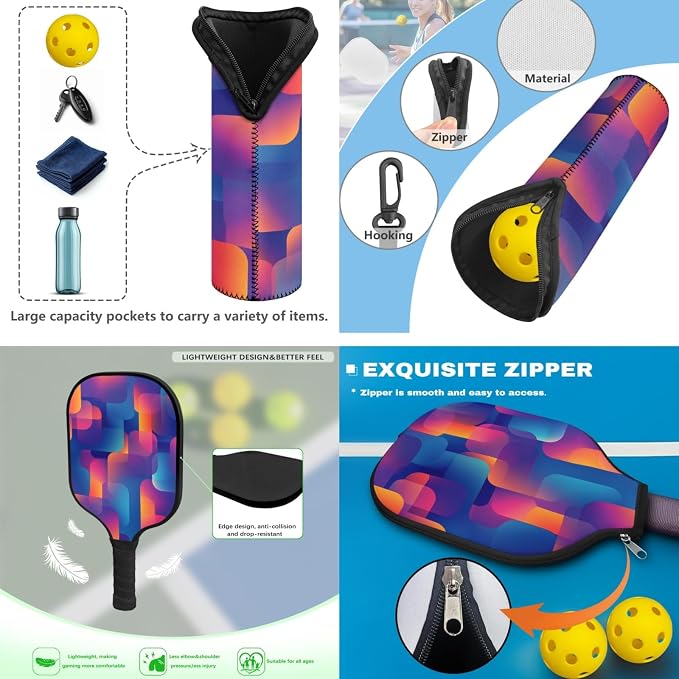Pickleball Paddles Set 3PCS Pickleball Paddle Case Pickleball Racket Pickleball Bag Ideal for Beginners Gifts