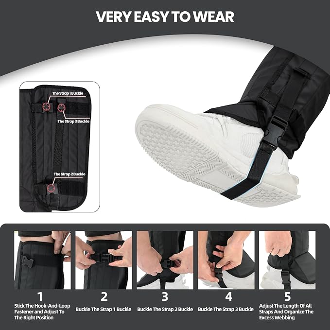 Leg Gaiters- Waterproof Boot Gaiter for Men & Women, with 1000D Wear Resistantand Snowproof and Waterproof Leg Protectors for Hiking and Camping