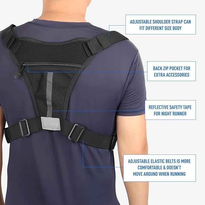 DEYACE Chest Bag For Men, Tactical Inspired Sports Utility Chest Pack, EDC Pouch Bag With Built-In Phone Holder for Workouts, Running, Cycling, Black