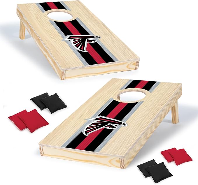 NFL Football Portable Size 1' x 2' Solid Wood Cornhole Set with Direct Print HD Team Graphics – Travel Size