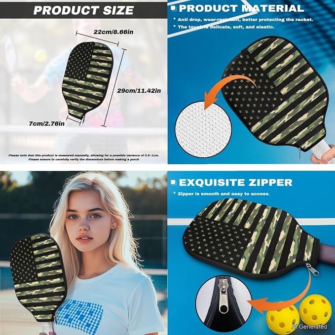 Pickleball Paddles Set 3PCS Pickleball Paddle Case Pickleball Racket Pickleball Bag Ideal for Beginners Gifts
