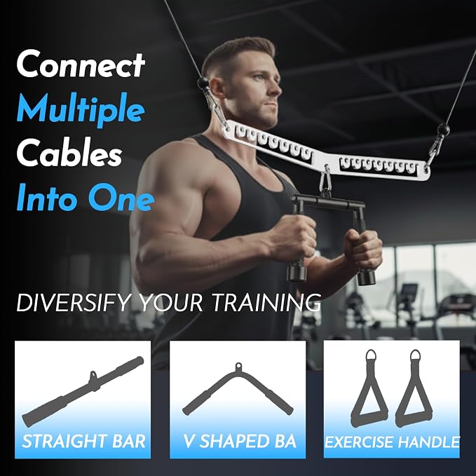 Double to Single Adaptor Plate for Cable Pulley Machines Durable Solid Stainless Steel with 3 Carabiners Suitable for Dual Cable Machines LAT Pulldown, Shoulder & Biceps Exercises