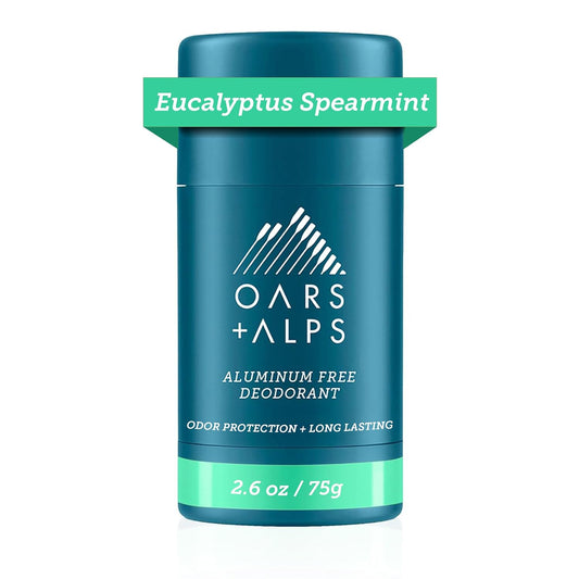 Oars + Alps Aluminum Free Deodorant for Men and Women, Dermatologist Tested and Made with Clean Ingredients, Vegan, Eucalyptus Spearmint, 1 Pack, 2.6 Oz